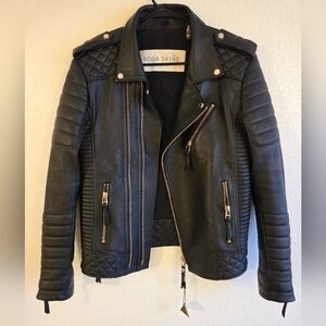 Boda Skins Jacket Genuine Leather Black Women's Size xs